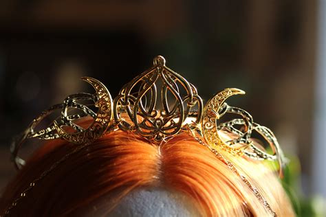 Ainur V Gold Fantasy Crown Headpiece Diadem Etsy