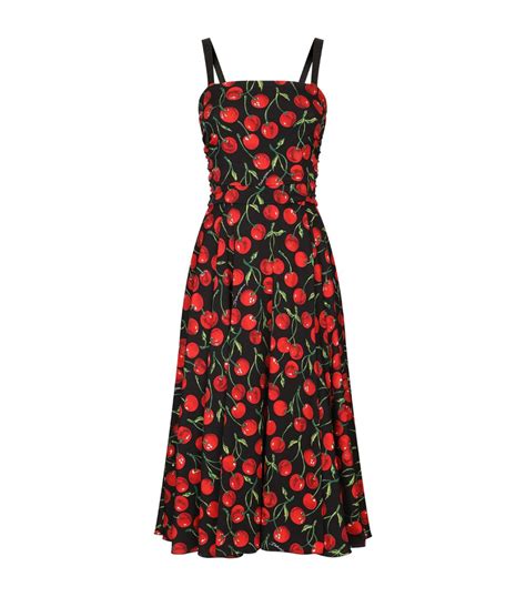 Dolce Gabbana Multi Silk Blend Cherry Print Dress Harrods Uk