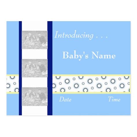 Baby Boy Birth Announcement Template Postcard Zazzle