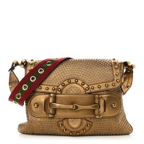 Gucci Calfskin Studded Pelham Flap Bag Gold 1066347 Fashionphile