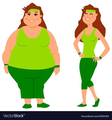 fat and slim woman character royalty free vector image