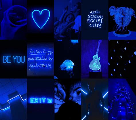 Best Neon Blue Aesthetic Wallpaper Collage Pictures