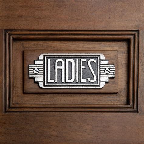 Design Toscano Streamlined Art Deco Cast Iron Ladies Room Door Sign