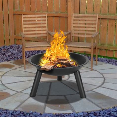 22” Wood Burning Fire Pit Portable Fire Pits Bowl With Iron