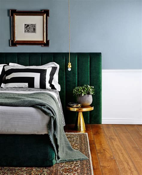 Upholstered Bedheads 5 Styles To Inspire Green Headboard Bohemian Bedroom Decor Bedroom Green