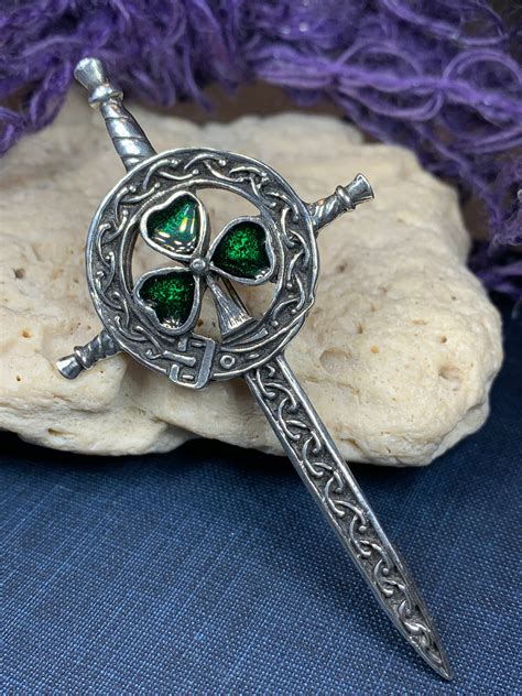 Shamrock Sword Kilt Pin Celtic Jewelry Irish Kilt Pin Ireland T