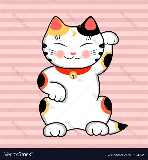 Maneki Neko Cat Wishes Good Luck Royalty Free Vector Image