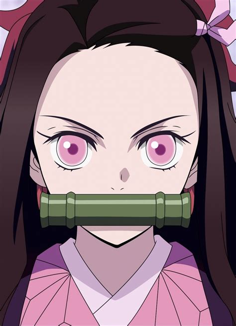 Download Wallpaper 840x1160 Angry Kamado Nezuko Pink Eyes Anime Girl