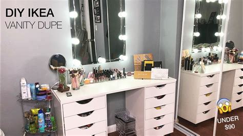 Such as this vanity table that has two drawer chests and a tabletop. IKEA Alex Vanity DUPE! | DIY Vanity | + Dollar Tree makeup ...