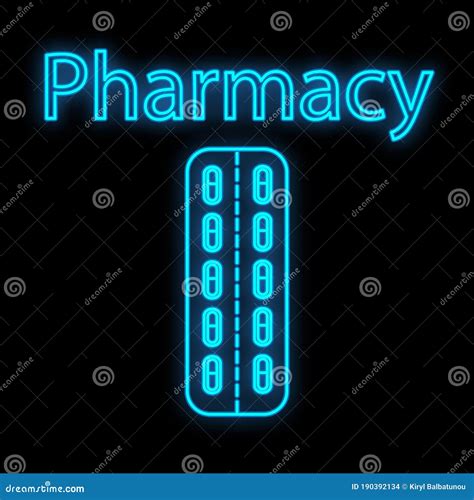 Bright Luminous Blue Medical Digital Neon Sign For A Pharmacy Or