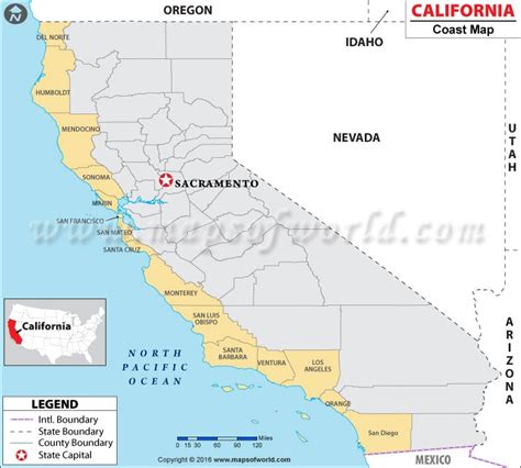 Map Of California Coast California Coastline Map