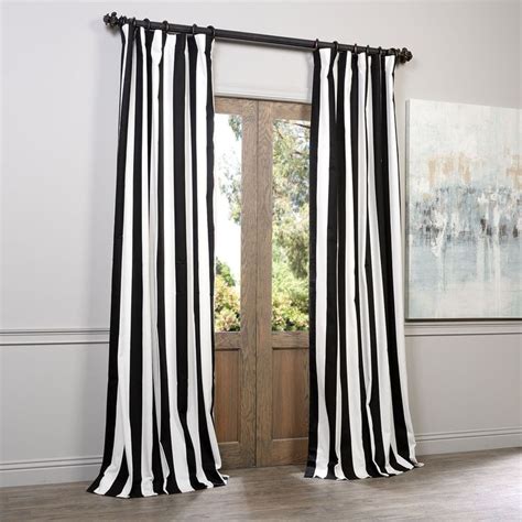 Exclusive Fabrics Cabana Black Stripe Cotton Curtain 1 Panel Bed