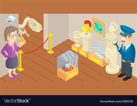 Museum Concept Cartoon Style Royalty Free Vector Image
