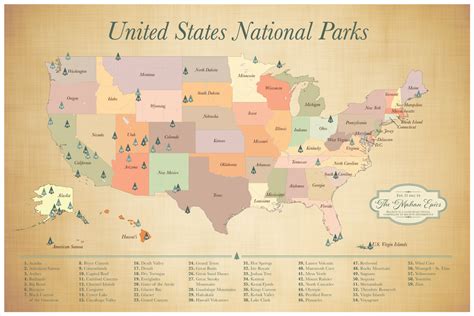 Us National Parks Map Personalized Adventure Map 