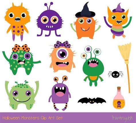 Cute Halloween Monster Clip Art Halloween Clipart Fun Etsy Cute