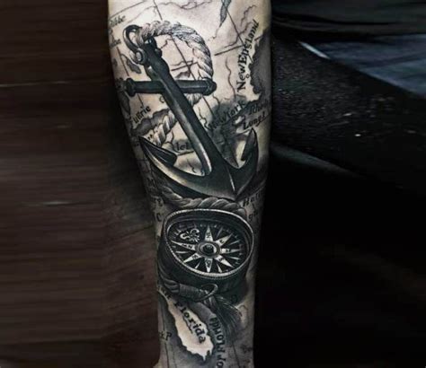 Anchor And Compass Tattoo By Khuong Duy Anchor Sleeve Tattoo Ship
