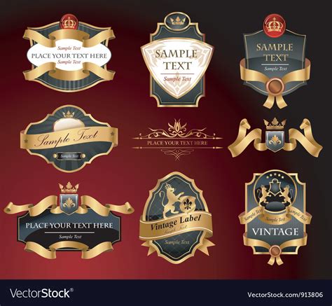 Black And Gold Labels Royalty Free Vector Image