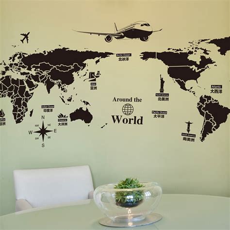 World Map Wall Sticker Office Inspirational Wall Stickers School