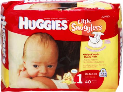 Huggies Little Snugglers Baby Diapers Size 1 8 14 Lbs 40 Count