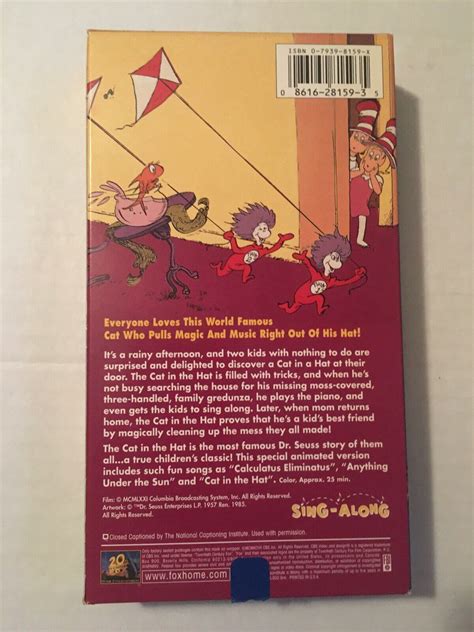Dr Seuss The Cat In The Hat Sing Along Classics VHS 1985 EBay