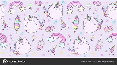 Cute Unicorn Pattern Seamless Horizontal In Pastel Color Stock Vector