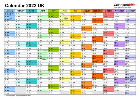 Calendar 2022 Uk Free Printable Microsoft Excel Templates