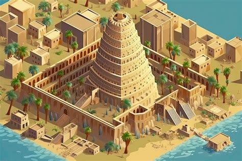 Premium Photo Ancient Babylon With Babel Tower
