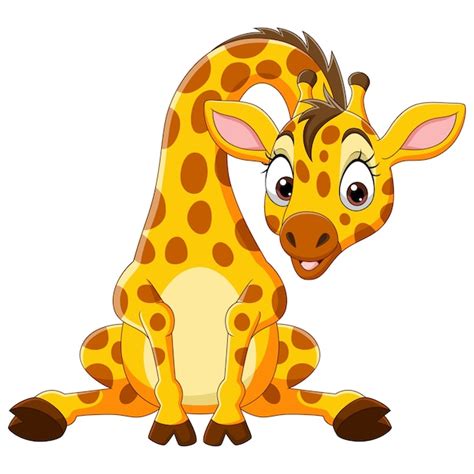 Premium Vector Cartoon Funny Baby Giraffe Sitting