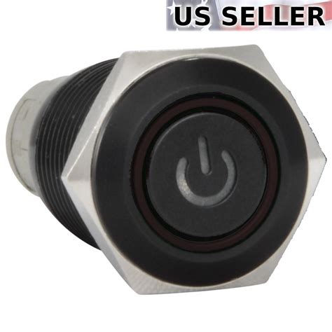 16mm Maintainedlatching Push Button Power Switch Black Metal Power