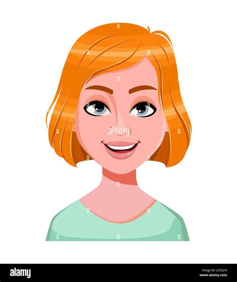 face expression of redhead woman cheerful female emotion beautiful cartoon character vector