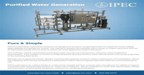 Purified Water Generation Ipec Purified Water · Ipec