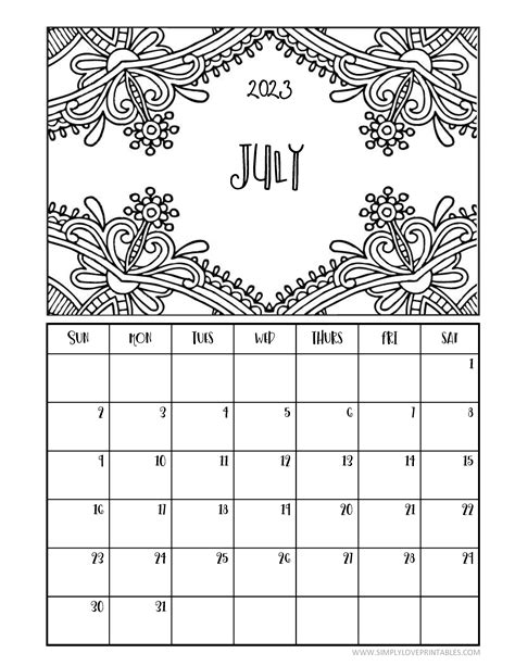 Printable Coloring Calendars For 2023 Simply Love Printables