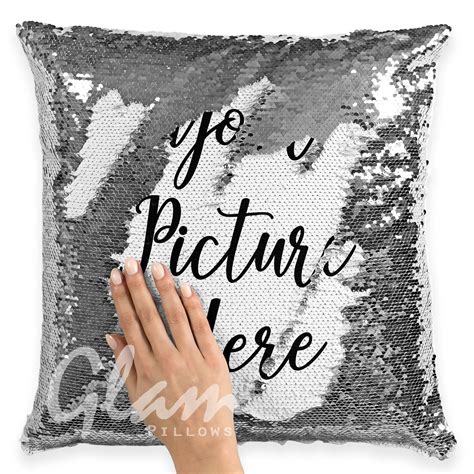 Custom Reversible Sequin Glam Pillow Add Your Own Photo Glam Pillows