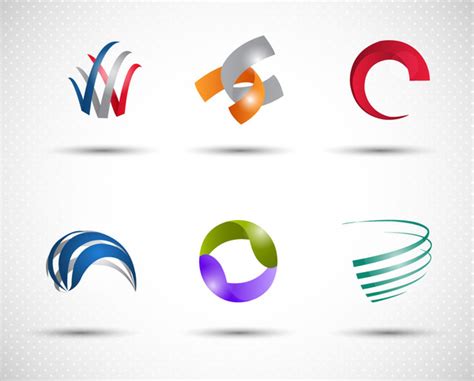 Logo Icons Collection With 3d Design Vectors Graphic Art Designs In
