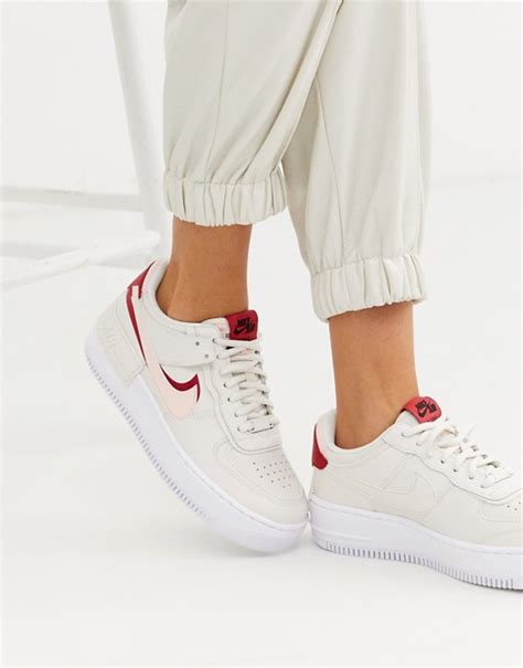 Nike air force 1 shadow in white and pink. Nike Air Force 1 Shadow trainers in off white and pink ...
