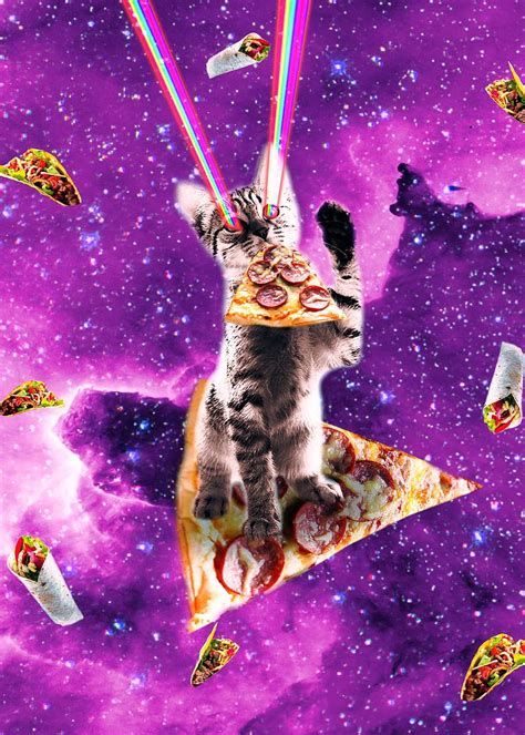 Outer Space Pizza Cat Poster By Random Galaxy Galaxy Cat On Pizza Hd
