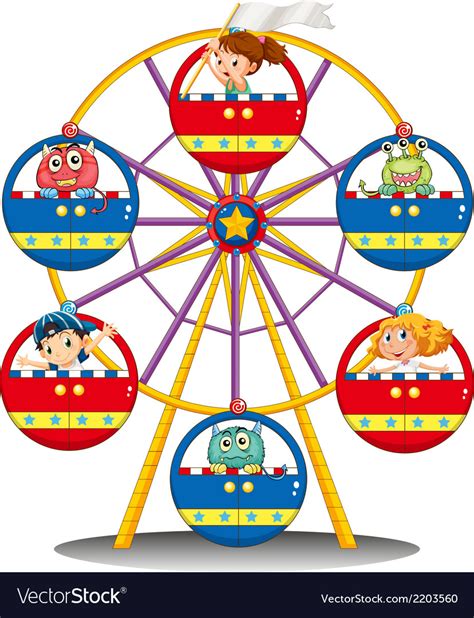 A Carnival Ride With Monsters And Kids Royalty Free Vector