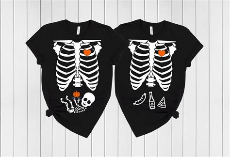 Halloween Skeleton Maternity Couples Shirt Pregnant Skeleton Matching Shirt Pregnancy
