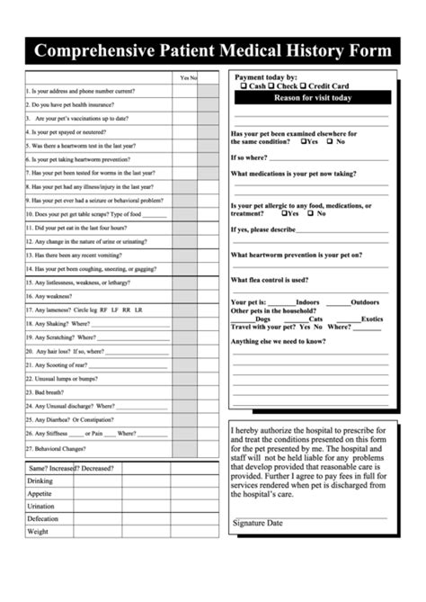 Printable Patient History Forms Patient History Medic