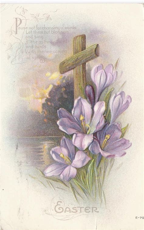 1917 Vintage Easter Postcard Religious Christian Cross Etsy
