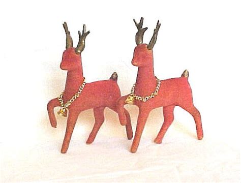 Vintage Flocked Deer Red Christmas Reindeer By Irrenaystreasures 14