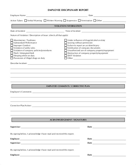 Employee Discipline Printable Disciplinary Action Form Printable Forms Free Online