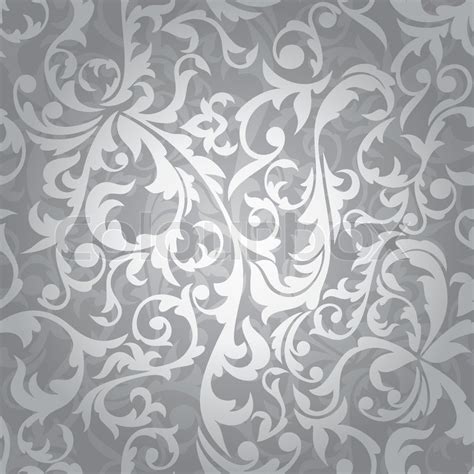 Abstract Seamless Silver Floral Background Vector Illustration Stock