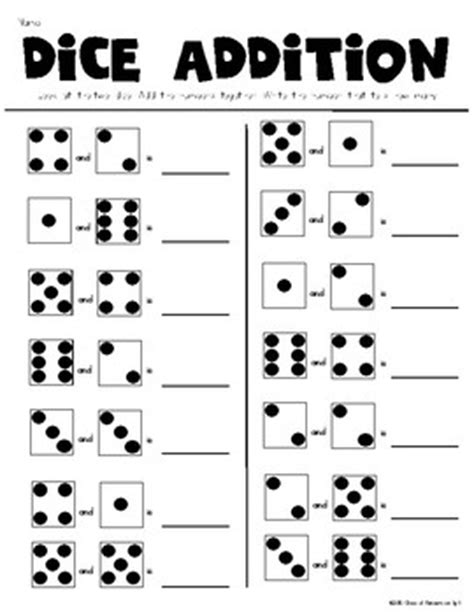 An exciting concept to impart the importance of math in children. Dice Addition Worksheet- PLUS - Partner Dice Addition Game ...