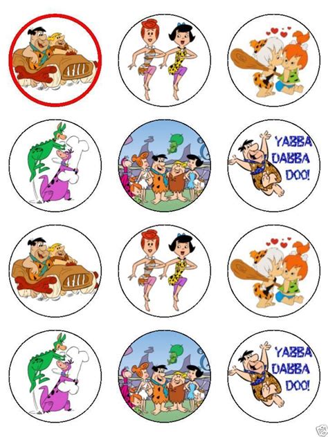 15 X 2 Flintstones Pre Cut Icing Cup Cake Toppers Decorations Ebay