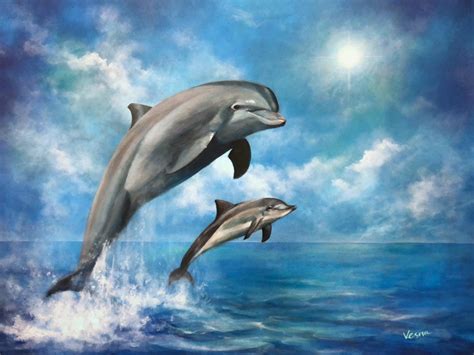 Wave Of Joy Etsy Dolphin Painting Sea Creatures Art Acrylic