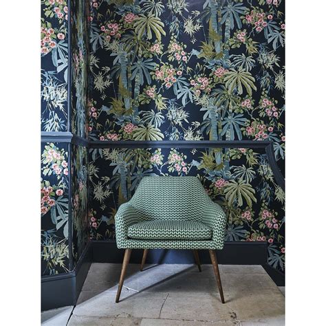 Bamboo Garden Wallpaper In Navy Linwood Tango Collection Leaf