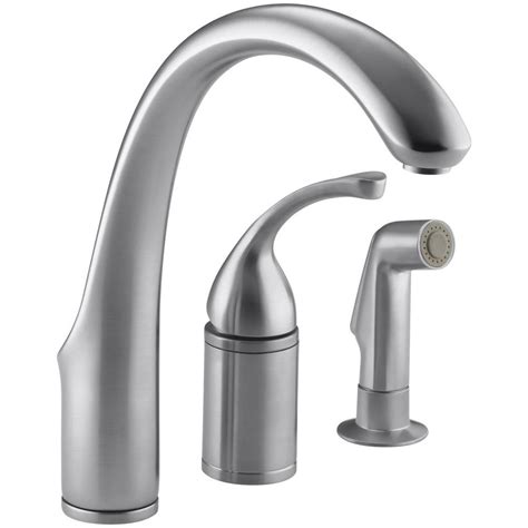 Turn the handles of the water main at least half a push the faucet handle all the way into the up position. KOHLER Forte Single-Handle Standard Kitchen Faucet with ...