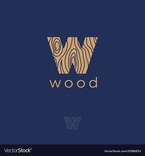 Wood Emblem Letter W Wooden Texture Furniture Vector Image