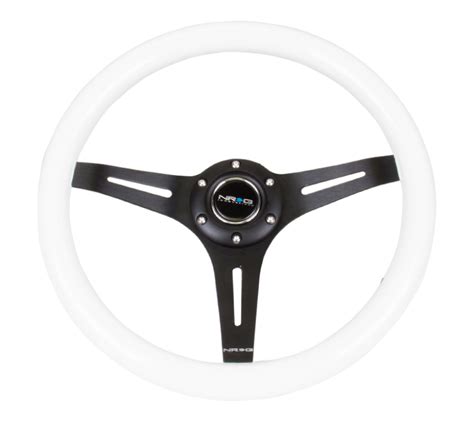 Nrg Classic Wood Grain Steering Wheel 350mm White Paint Grip Wblack